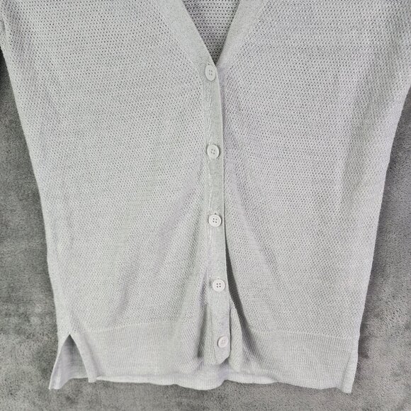 Womens Light Grey Joe Fresh Cardigan Sweater V Neck Button Down Long Sleeve M - Picture 3 of 11